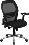 Mid-Back Black Super Mesh Executive Swivel Office Chair with Knee Tilt Control and Adjustable Lumbar & Arms by Office Chairs PLUS
