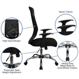 High Back Black Mesh Executive Swivel Office Chair with Arms