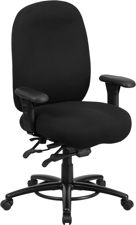 HERCULES Series 24/7 Intensive Use Big & Tall 350 lb. Rated Black Fabric Multifunction Ergonomic Office Chair - Foot Ring by Office Chairs PLUS