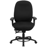 HERCULES Series 24/7 Intensive Use Big & Tall 350 lb. Rated Black Fabric Multifunction Ergonomic Office Chair - Foot Ring