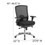 HERCULES Series 24/7 Intensive Use Big & Tall 350 lb. Rated Black Mesh Multifunction Swivel Ergonomic Office Chair