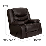 Plush Brown LeatherSoft Lever Rocker Recliner with Padded Arms