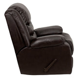 Plush Brown LeatherSoft Lever Rocker Recliner with Padded Arms