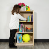 Wooden 3 Section School Classroom Storage Cabinet for Commercial or Home Use - Safe, Kid Friendly Design - 36"H (Natural)