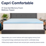 Capri Comfortable Sleep 3 inch Cool Gel Memory Foam Mattress Topper - Full