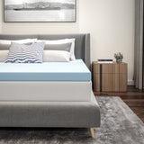 Capri Comfortable Sleep 3 inch Cool Gel Memory Foam Mattress Topper - Full by Office Chairs PLUS