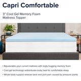 Capri Comfortable Sleep 3 inch Cool Gel Memory Foam Mattress Topper - Twin