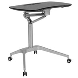 Mobile Sit-Down, Stand-Up Black Computer Ergonomic Desk with 28.25"W Top (Adjustable Range 29" - 41")