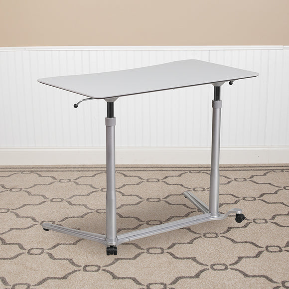 Sit-Down, Stand-Up Light Gray Computer Ergonomic Desk with 37.375''W Top (Adjustable Range 29'' - 40.75'') by Office Chairs PLUS