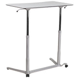 Sit-Down, Stand-Up Light Gray Computer Ergonomic Desk with 37.375''W Top (Adjustable Range 29'' - 40.75'')