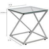 Park Avenue Collection Glass End Table with Contemporary Steel Design