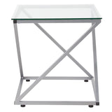Park Avenue Collection Glass End Table with Contemporary Steel Design