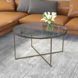 Greenwich Collection Glass Coffee Table with Matte Gold Frame by Office Chairs PLUS