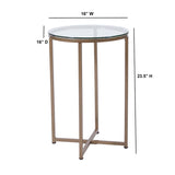 Greenwich Collection Glass End Table with Matte Gold Frame