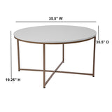 Hampstead Collection White Coffee Table with Matte Gold Frame