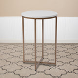Hampstead Collection White End Table with Matte Gold Frame by Office Chairs PLUS
