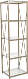 Mar Vista Collection 4 Shelf 64"H Cross Brace Glass Bookcase in Matte Gold