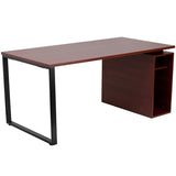 Mahogany Computer Desk with Open Storage Pedestal by Office Chairs PLUS