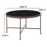 Chelsea Collection Black Glass Coffee Table with Matte Gold Frame