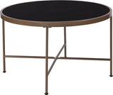 Chelsea Collection Black Glass Coffee Table with Matte Gold Frame