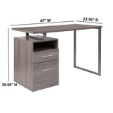 Harwood Light Ash Wood Grain Finish Computer Desk with Two Drawers and Silver Metal Frame
