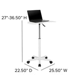 White Sit to Stand Mobile Laptop Computer Desk