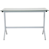 Winfield Collection Glass Computer Desk with White Metal Frame