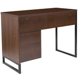 Northbrook Rustic Coffee Wood Grain Finish Computer Desk with Black Metal Frame