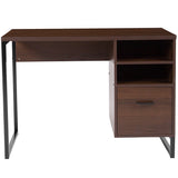 Northbrook Rustic Coffee Wood Grain Finish Computer Desk with Black Metal Frame