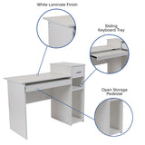 Highland Park White Computer Desk with Shelves and Drawer