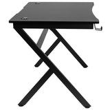 Gaming Desk 45.25" x 29" Computer Table Gamer Workstation with Headphone Holder and 2 Cable Management Holes