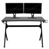 Gaming Desk 45.25" x 29" Computer Table Gamer Workstation with Headphone Holder and 2 Cable Management Holes
