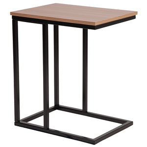 Aurora Rustic Wood Grain Finish Side Table with Black Metal Cantilever Base by Office Chairs PLUS
