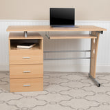 Maple Desk with Three Drawer Pedestal and Pull-Out Keyboard Tray by Office Chairs PLUS