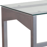 Contemporary Clear Tempered Glass Desk with Geometric Sides