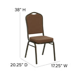 HERCULES Series Crown Back Stacking Banquet Chair in Coffee Fabric - Gold Vein Frame