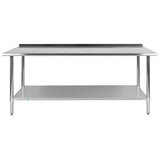 Stainless Steel 18 Gauge Work Table with 1.5" Backsplash and Undershelf - NSF Certified - 72"W x 30"D x 36"H