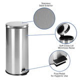 Round Stainless Steel Fingerprint Resistant Soft Close, Step Trash Can - 7.9 Gallons (30L)