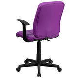 Quilted Vinyl Purple Task Chair with Arms