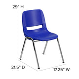 HERCULES Series 661 lb. Capacity Navy Ergonomic Shell Stack Chair with Chrome Frame and 16'' Seat Height