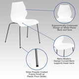 HERCULES Series 770 lb. Capacity White Stack Chair with Lumbar Support and Silver Frame