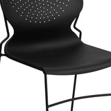HERCULES Series 661 lb. Capacity Black Full Back Stack Chair with Black Powder Coated Frame
