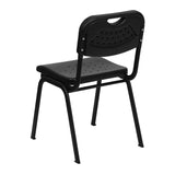 HERCULES Series 880 lb. Capacity Black Plastic Stack Chair with Open Back and Black Frame