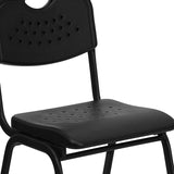 HERCULES Series 880 lb. Capacity Black Plastic Stack Chair with Open Back and Black Frame