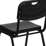 HERCULES Series 880 lb. Capacity Black Plastic Stack Chair with Open Back and Black Frame