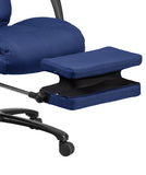Executive Office Chair With Footrest | High Back Fabric Reclining Office Chair with Adjustable Headrest,  in Navy
