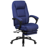 Executive Office Chair With Footrest | High Back Fabric Reclining Office Chair with Adjustable Headrest,  in Navy