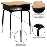 Student Desk with Open Front Metal Book Box