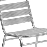 Commercial Aluminum Indoor-Outdoor Restaurant Stack Chair with Triple Slat Back