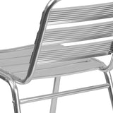 Commercial Aluminum Indoor-Outdoor Restaurant Stack Chair with Triple Slat Back